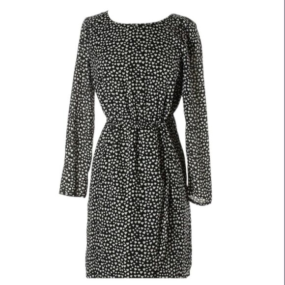EC J.CREW MERCANTILE BLACK SND WHITE HEART DRESS SZ.12 - Picture 2 of 8